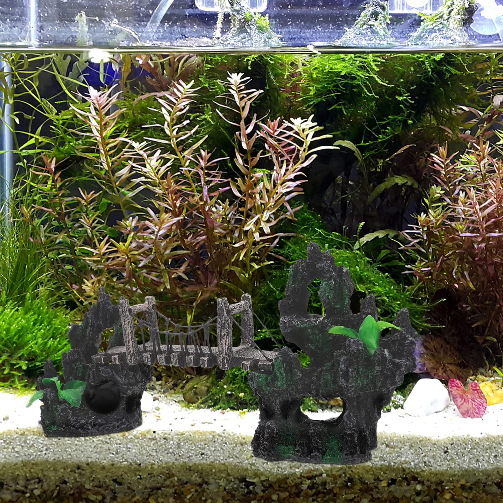 GALPADA Decorazione per Acquario Struttura in Resina Facile da Usare Design Creativo e Semplice, Giocattolo e Passerella di Riposo per Animali Acquatici in Contenitore o Tavolo