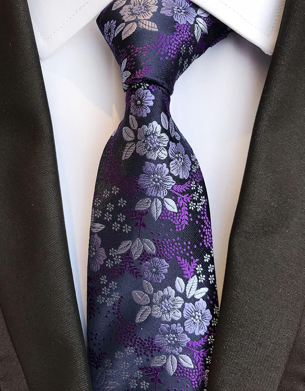 Vizakiss Men's Stripe Plaid Ties Floral Pattern Business Formal Designer Wedding Neckties