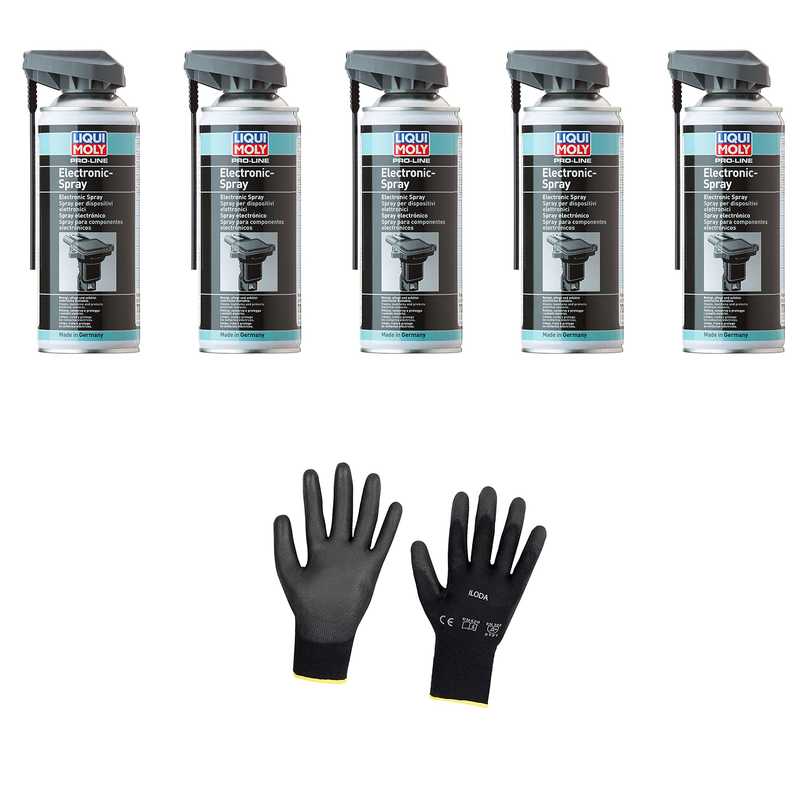 5xOriginal Liqui Moly 400ml Pro-Line Elektronikspray 7386 Schutzhandschuhe