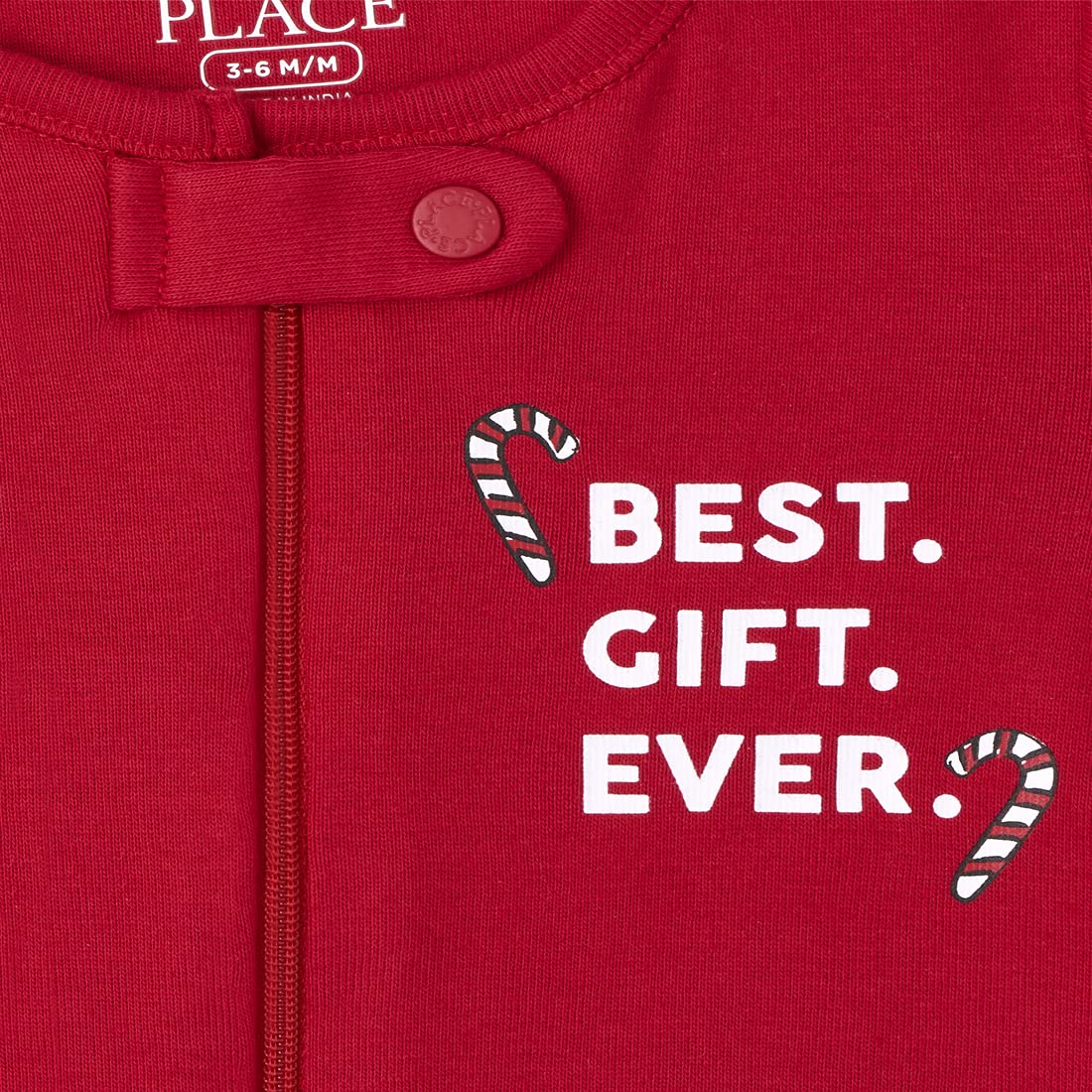 The Children's Place Dziecko unisex maluch Mikołaj przytulny krój bawełna jednoczęściowa piżama śpioszki, rubinowy, 6-9 Miesiące