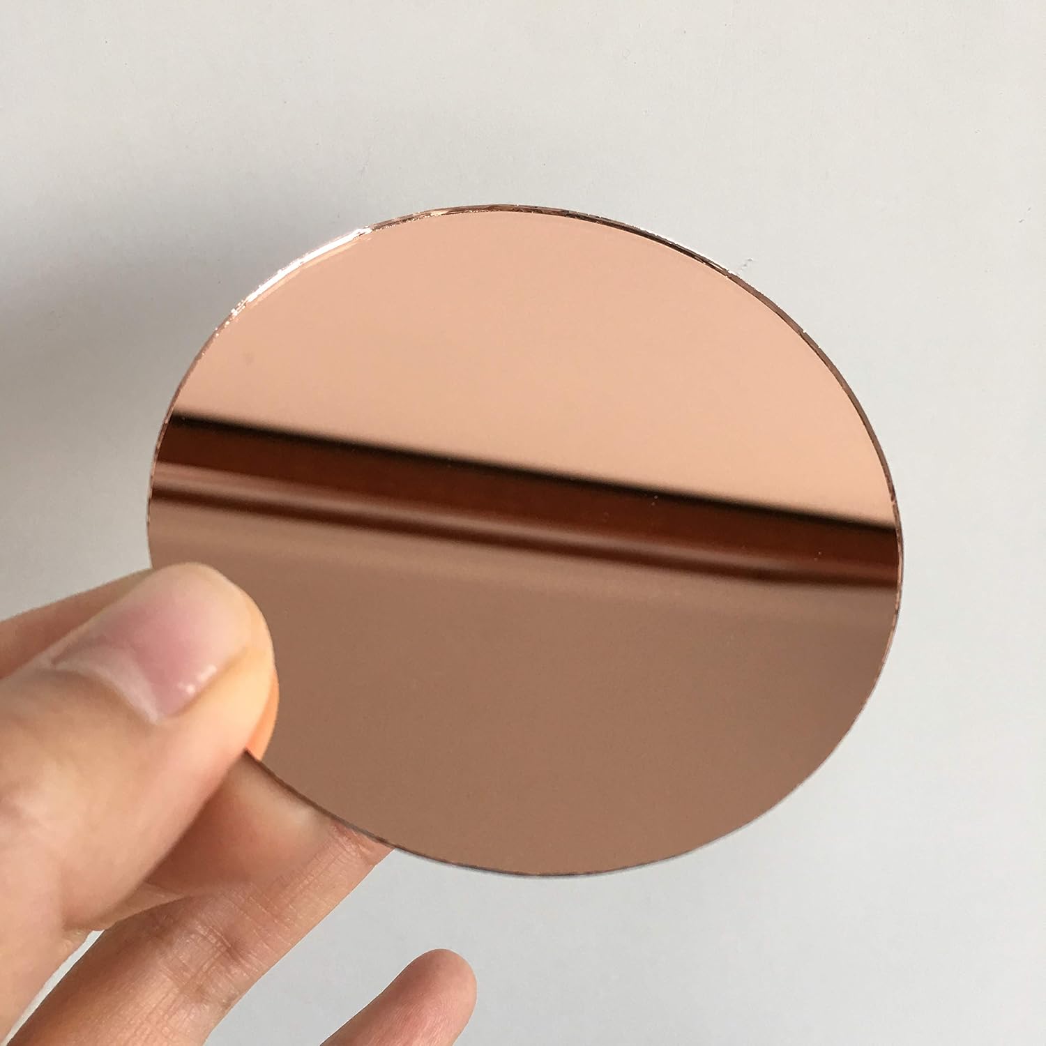 4" Round Mirror Tiles Rose Gold Coated Craft Mirrors Bulk 20 Pieces for Artcraft Home Mosaic Decoration (Dia 4'')