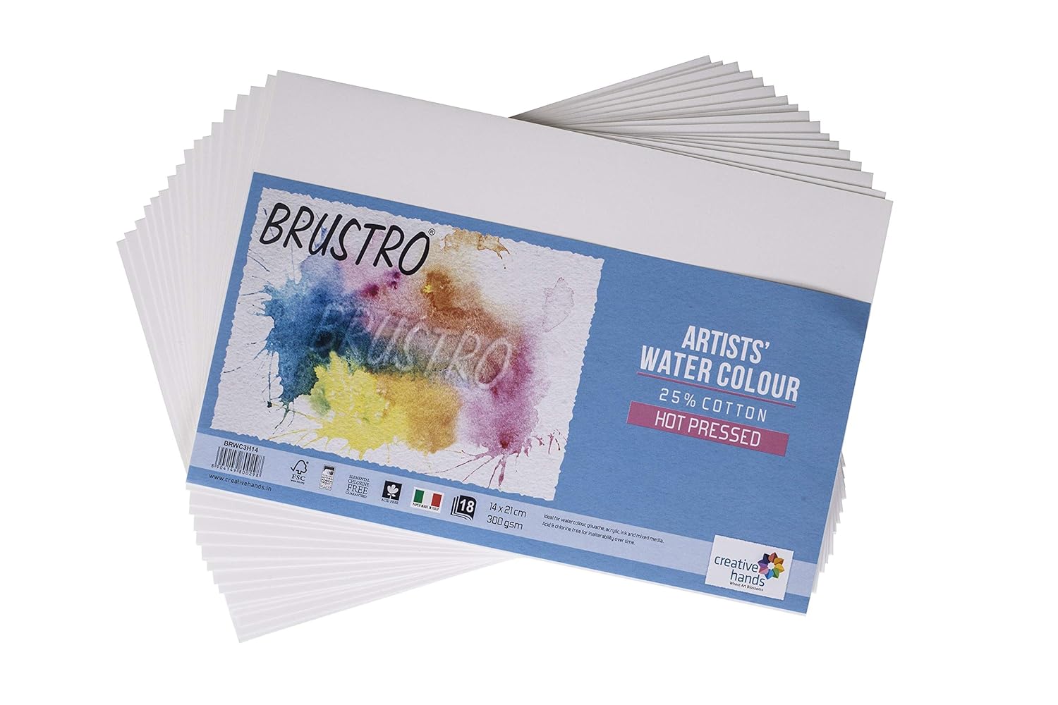 Brustro Watercolour Papers 25 Cotton Hot Pressed 300 GSM 14 X 21 CM, 2