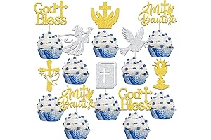 24 Pcs Baptism Cupcake Toppers, Mi Bautizo Cupcake Toppers Baptism Cake Decorations...