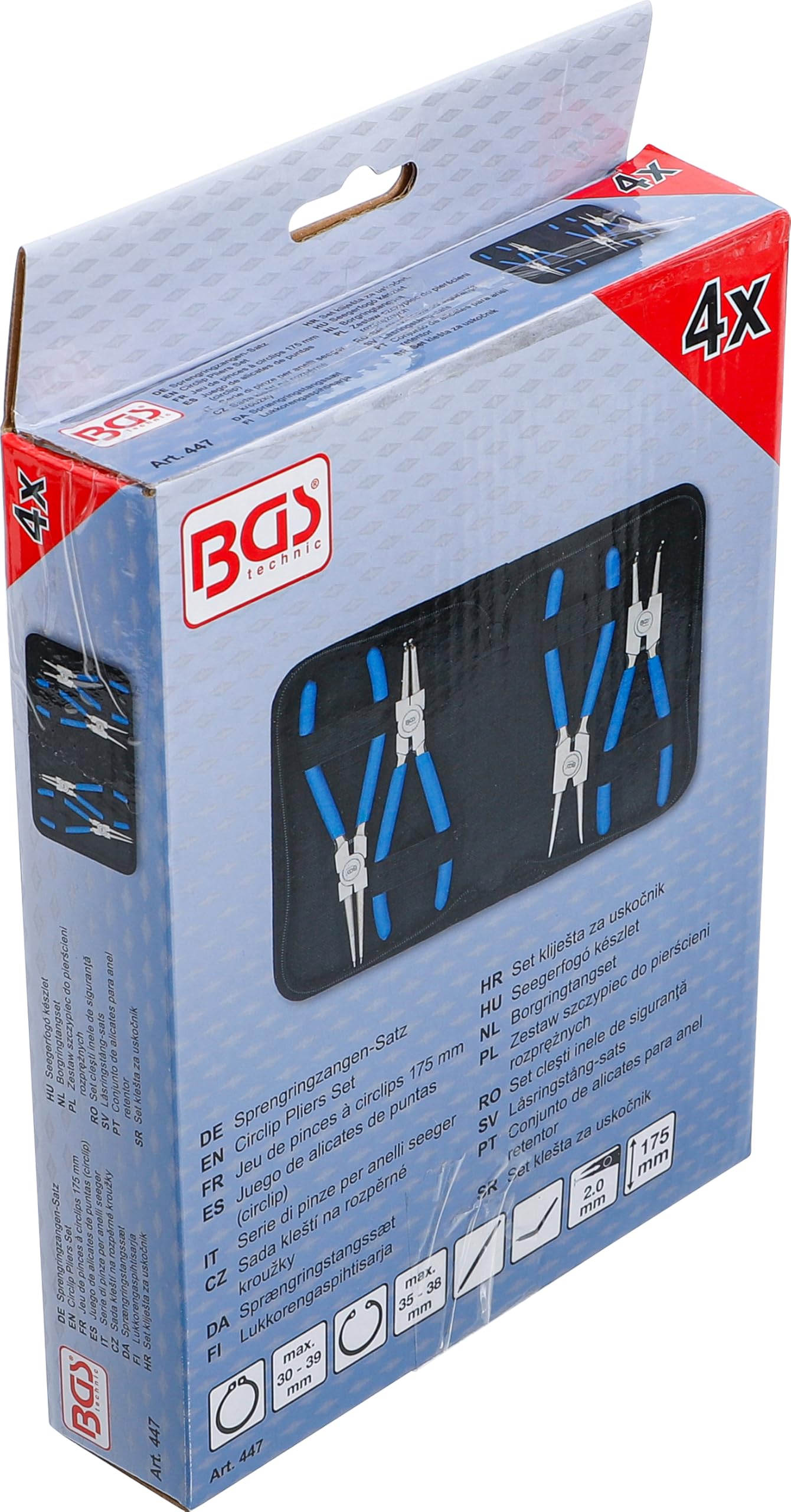 BGS 447 | Jeu de pinces à circlips 175 mm | 4 pièces
