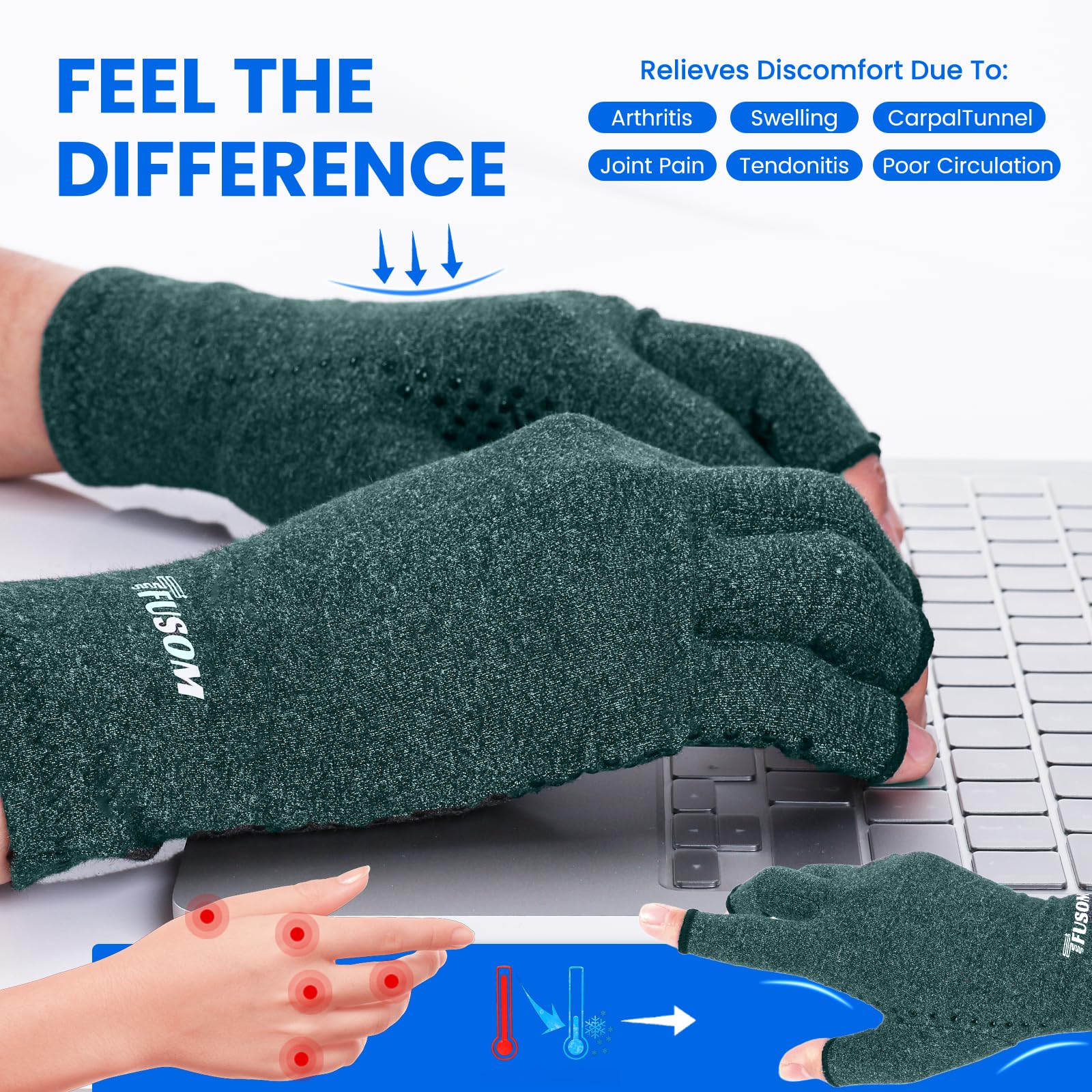 Arthritis Gloves for Women for Pain, Men and Women Fingerless Compression Gloves for Hand Pain and Osteoarthritis Compression Gloves Women,XS,DarkSlateGray - 5