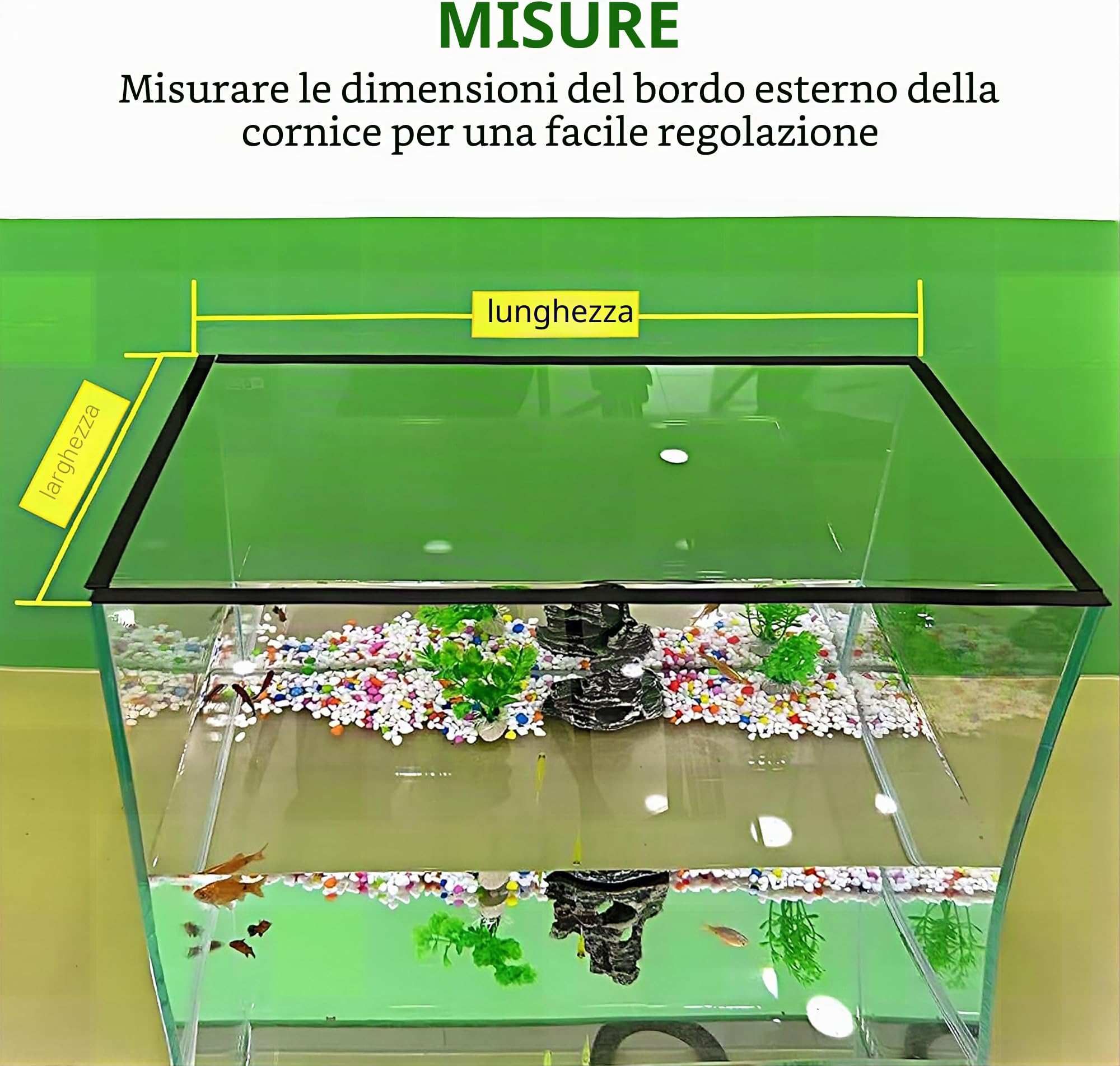 Copertura magnetica fai da te per il coperchio del serbatoio dei pesci, rete protettiva 94,7 x 45,7 cm, impedisce ai pesci di saltare fuori e prevenire la fuga di rettili, tartarughe, ecc