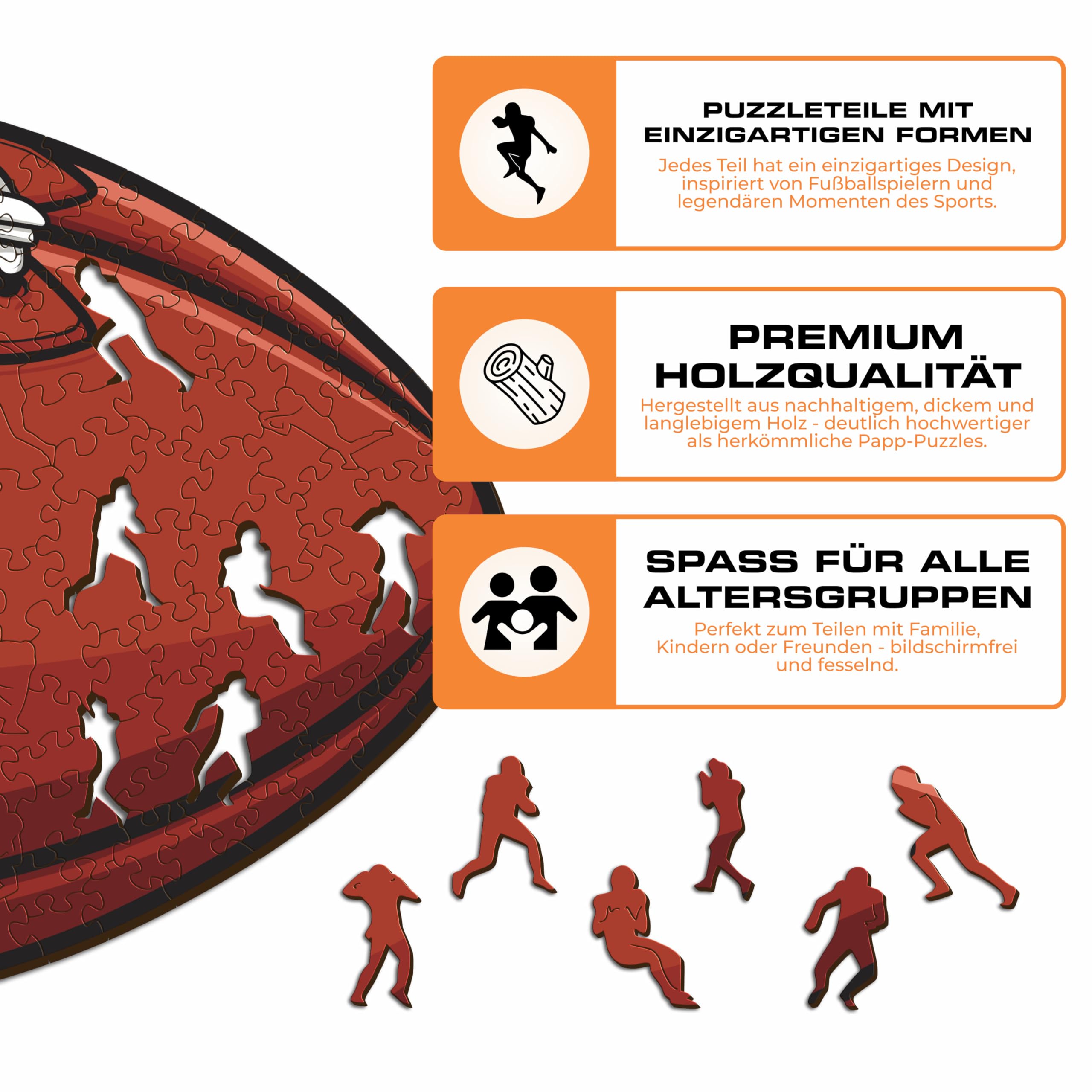 Iconic Puzzles, Kansas City Chiefs Crest, 100% ökologisch nachhaltiges Holzpuzzle mit offizieller Lizenz, Größe L, 500 Teile