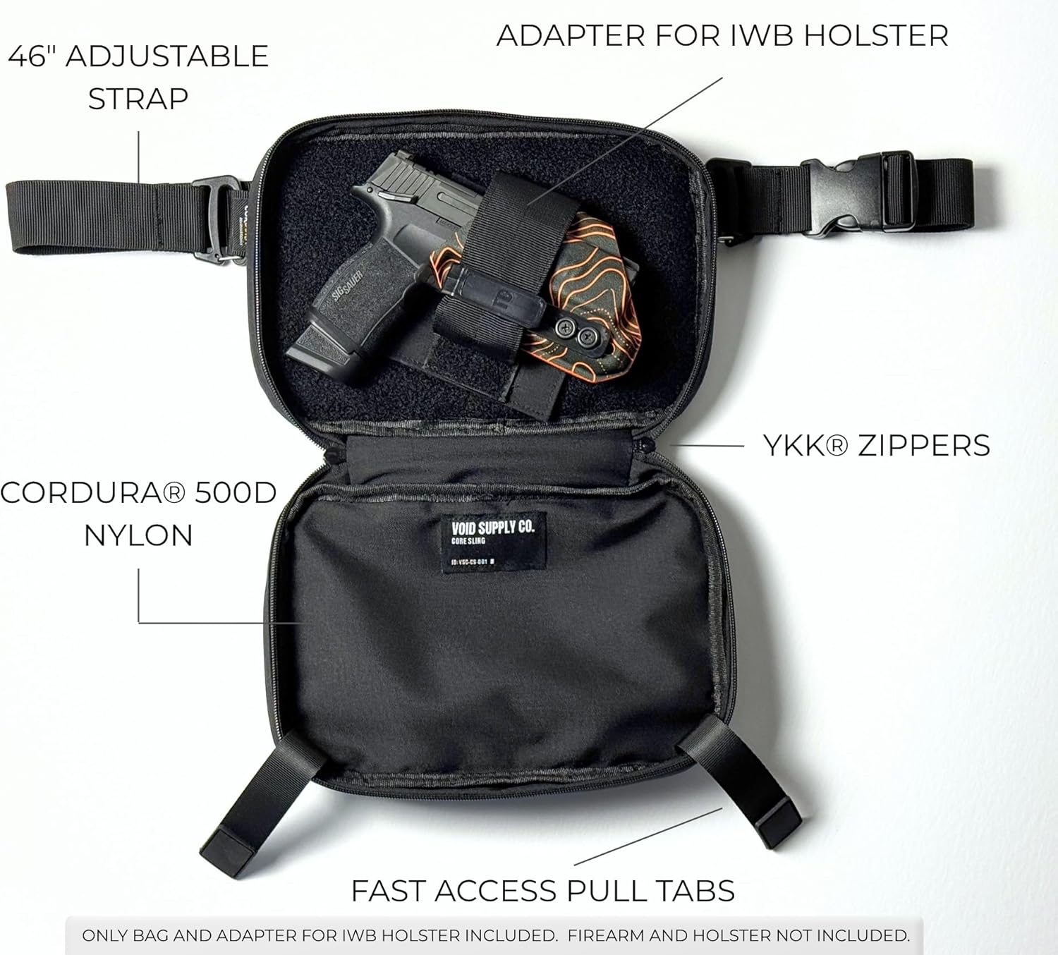 Concealed Carry Sling Bag for Men & Women - Crossbody Tactical EDC Bag with CCW Fast Access - Includes Adapter for IWB Holster