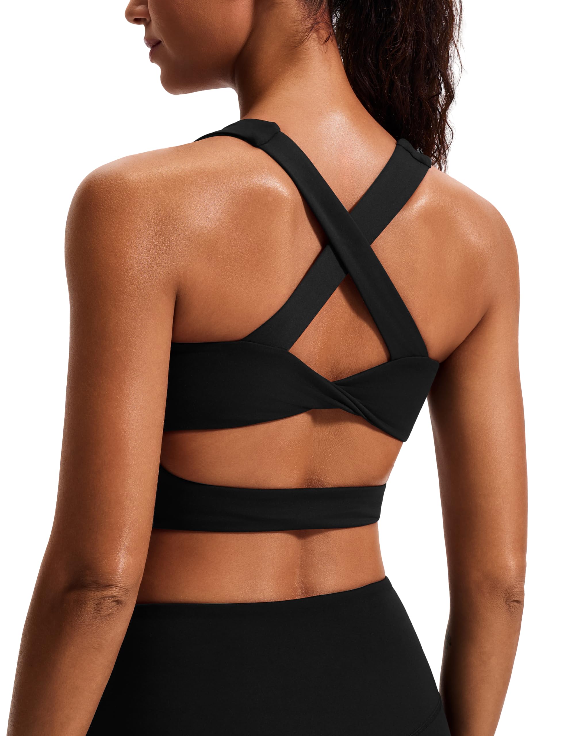 Sports Bras for Women Criss-Cross Back Padded Workout Tank Tops Medium Support Crop Tops for Women