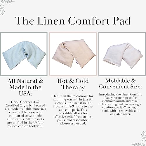 Miniatura 6 de Sacksy Thyme Almohadilla térmica para microondas, funda 100% lino, sin perfume, tamaño 18 x 7, almohadilla térmica reconfortante para calambres,