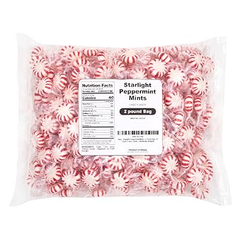 Starlight Peppermint Mints | 2 Pound Bag - Approx. 150 Count | Old Fashioned Hard Candy | Hard Candy Individually Wrapped for Office Bowls & Holiday Buffets