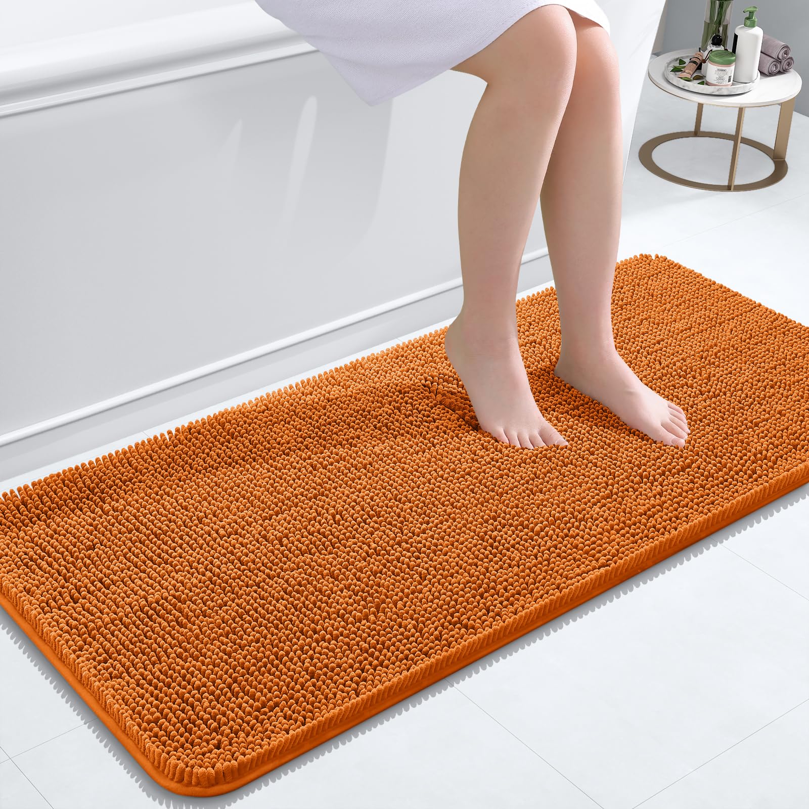OLANLY Bathroom Runner Rugs 47x20, Extra Soft Absorbent Chenille Bath Rugs | Clay, Quick-Drying Rubber Backing, Machine Washable Long Bath Mat for Bathroom Floor, Tub and Shower, Home Decor Accessories