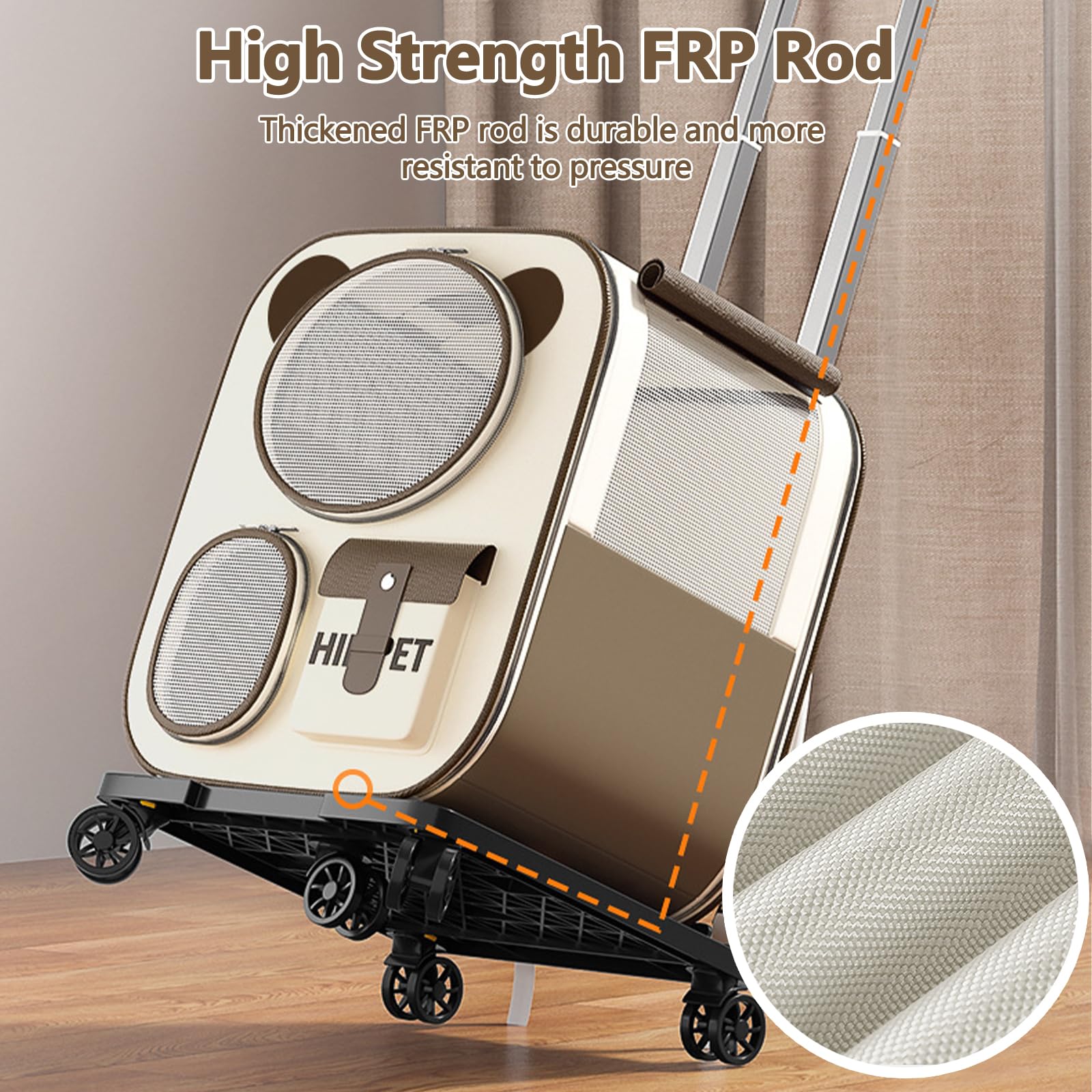 BOSERMEN Pet Backpack with Wheels, Comfort Cat Backpack Removable Rolling Wheels, Pet Rolling Carrier, Dog Backpack Great for Travel/Hiking/Outdoor Use(Blue)