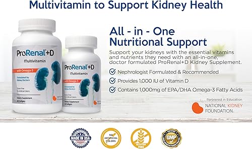 Miniatura 4 de ProRenal+D con aceite de pescado Omega-3 Multivitamínico para riñón Suministro para 30 días