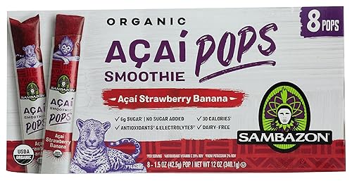 Sambazon Acai Smoothie Pops, fresa plátano, 8 unidades (congelado)