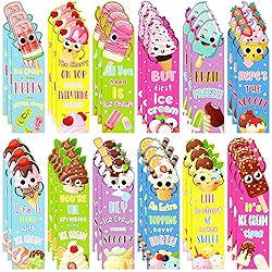 Fainne 60 Pieces Ice Cream Scented Bookmarks Kids Bulk Scratch and Sniff Smelly Classroom Cute Back to School Bookmarks Gift Stuff for Students Christmas End of Year Graduation Birthday Gift Favor