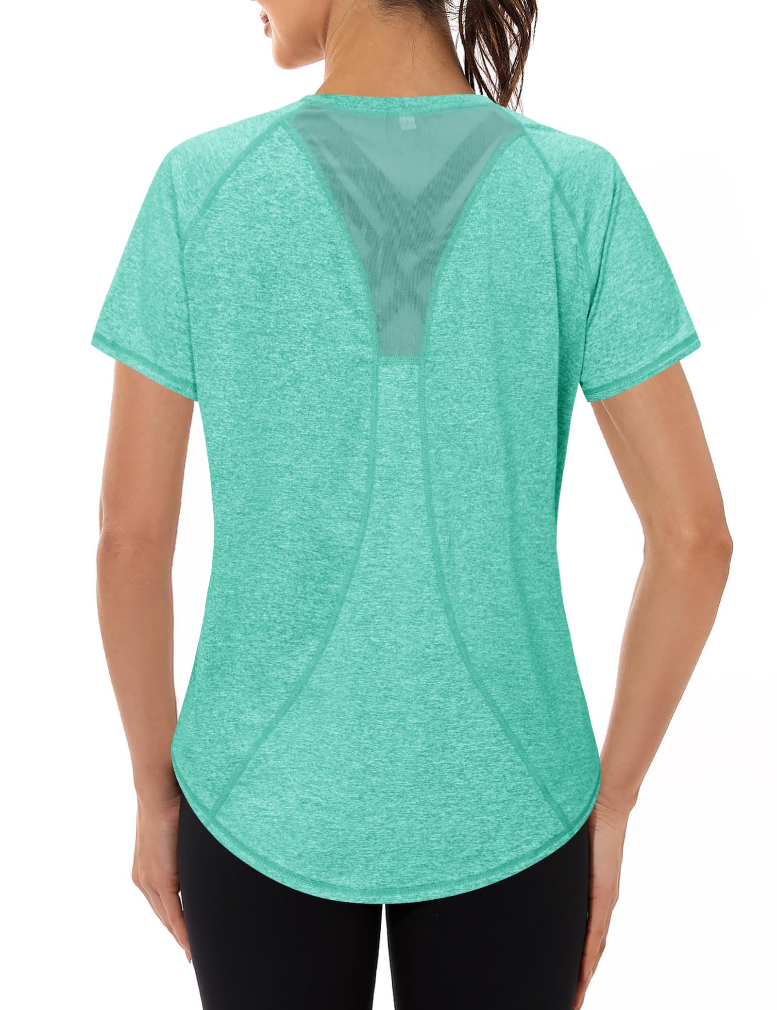 Gyabnw UV-Schutz Funktionsshirt Sportshirt Damen Atmungsaktiv Laufshirt Kurzarm Fitness Sport Oberteil Wandern Yoga