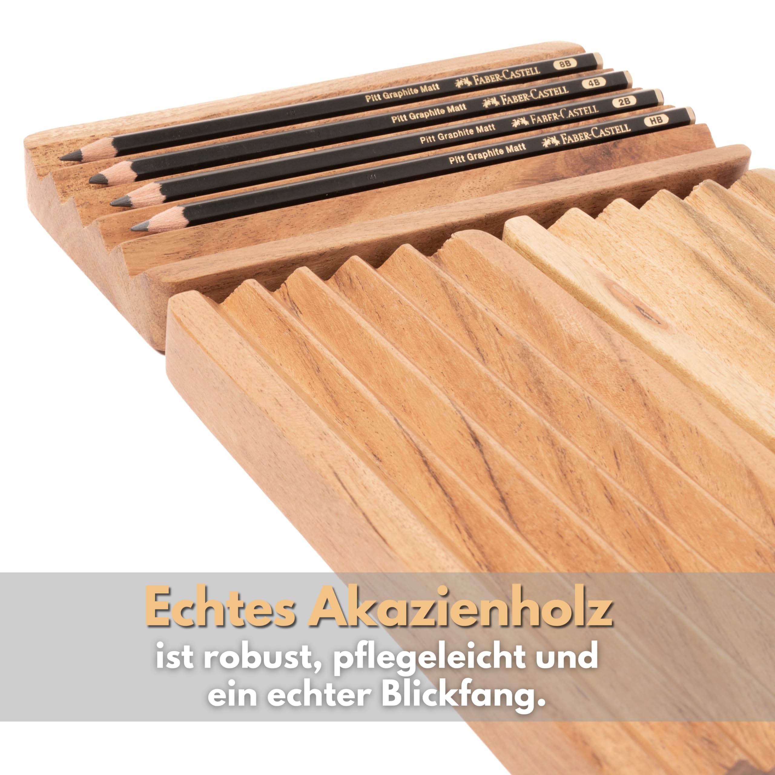 Juego de 2 bandejas de madera de acacia para bolígrafos, 18 x 9 cm, hechas a mano, rústicas, marrones, rectangulares, antideslizantes, para escritorio, utensilios de escritura
