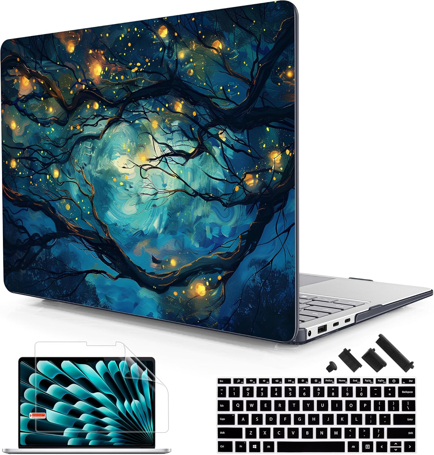 Case for 13.8" Microsoft Surface Laptop 7 13.8 Windows 11 PC 2024 (Model 2036), Hard Shell Cover with Keyboard Cover + Screen Protector + Dust Plug, Starry Night Sky