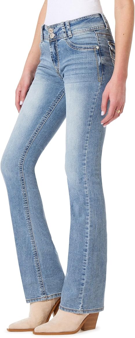 WallFlower Women's Luscious Curvy Bootcut Mid-Rise Insta Stretch Juniors Jeans (Standard and Plus)