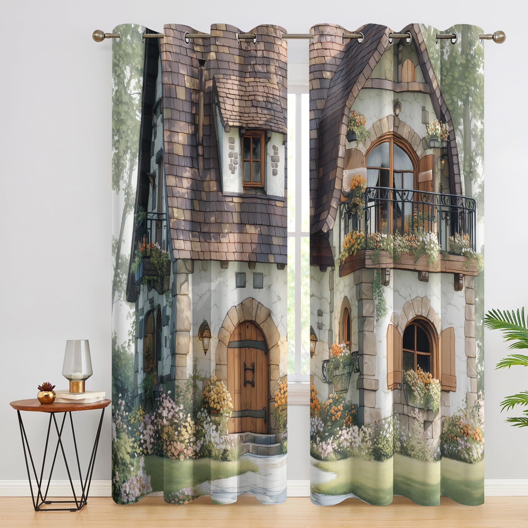 Generisch Vorhänge Europäisches Vintage mit Osen, H300 x B140 cm 2er Set
