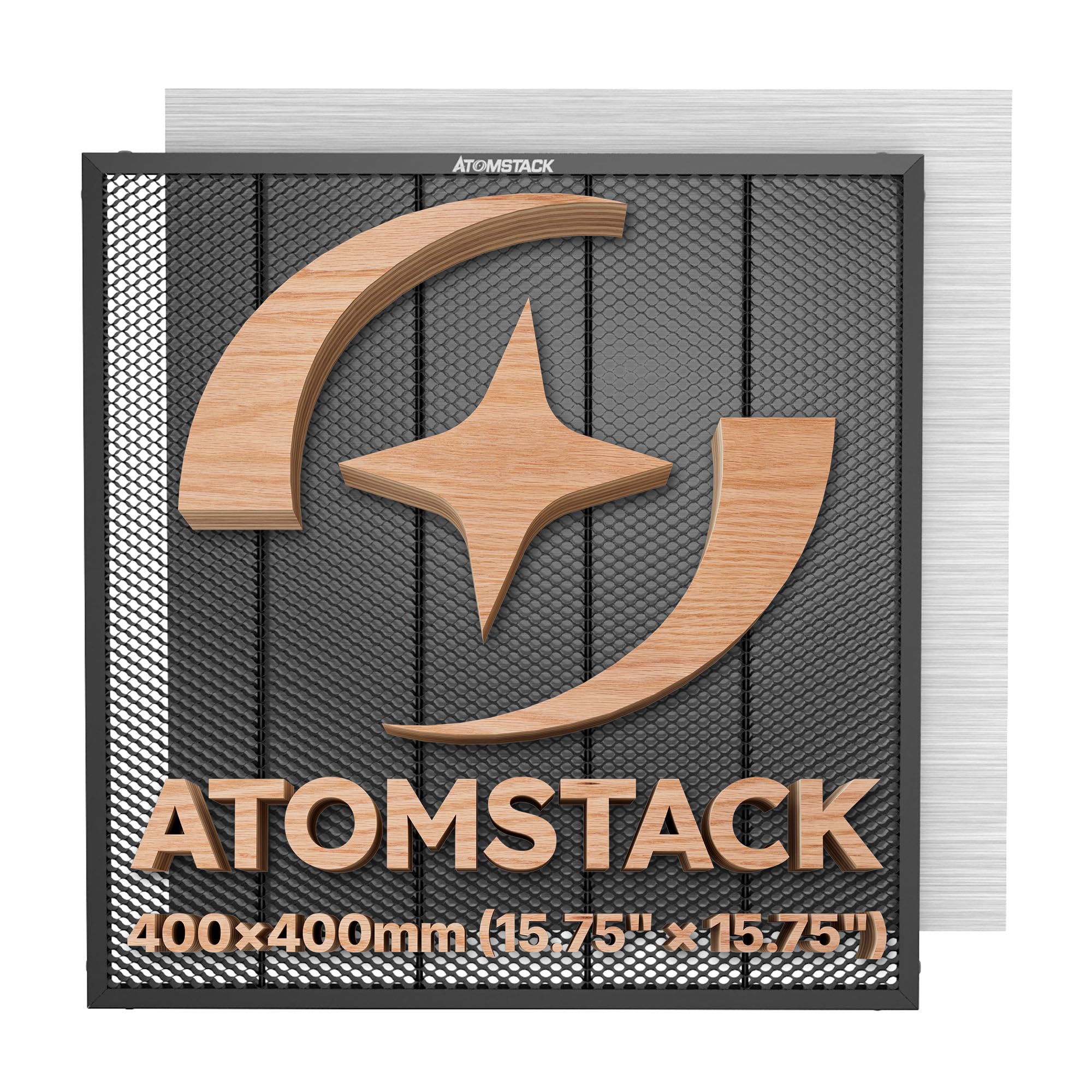 ATOMSTACK F4N Waben Laserbett 400 * 400mm für Lasergravur Arbeitstisch mit Metalltablett mit den meisten Gravurmaschinen Schneidbett für schnelle Wärmeableitung