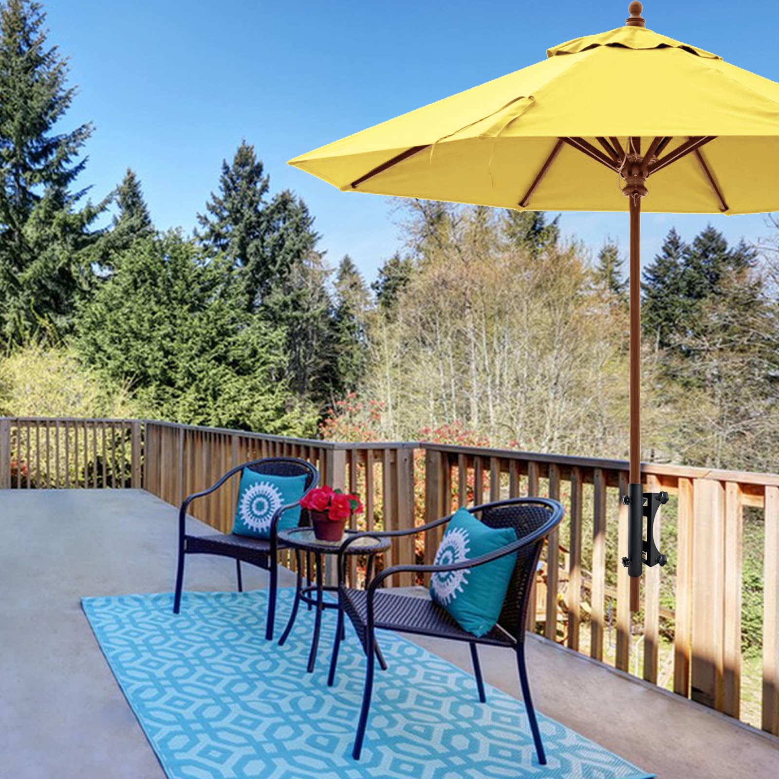 Support De Parasol Amovible Pour Balustrade De Balcon - Mandrin De Parasol A Piquet Pour Parasol De Plage Pied De Parasol