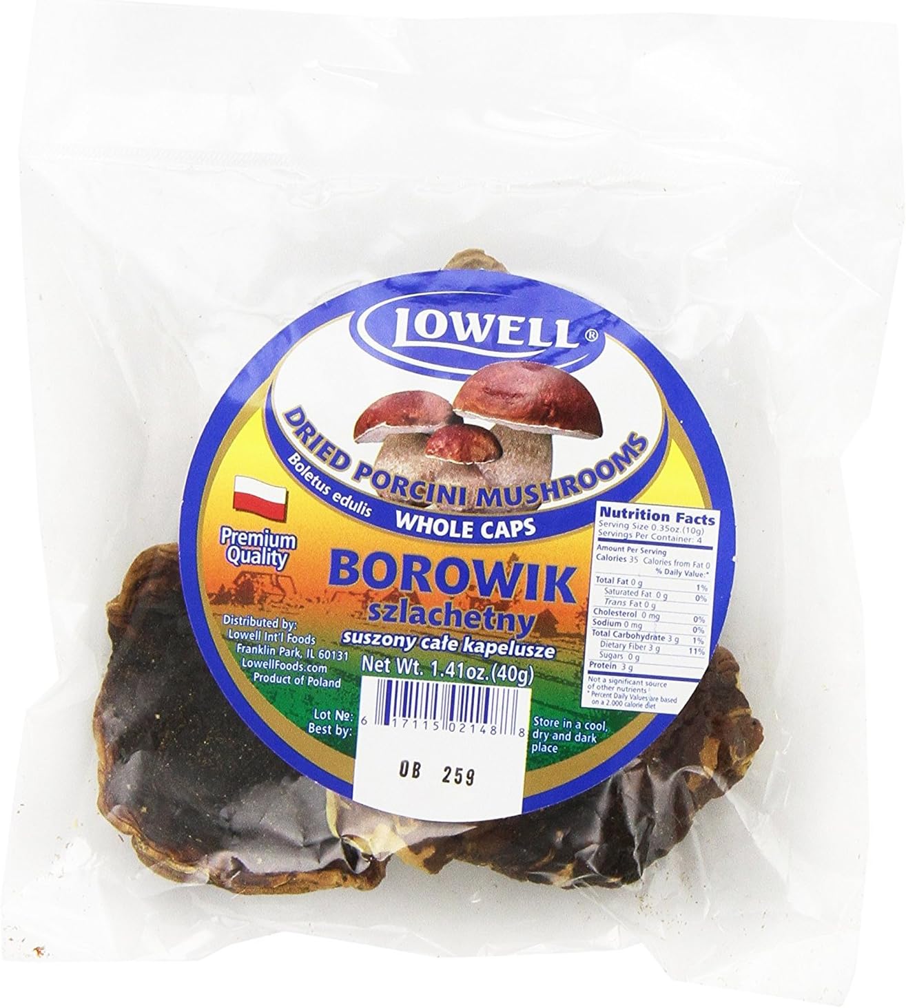 Polish Dried Porcini Mushrooms (Borowik Szlachetny) 40g - Whole Caps