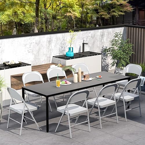 Miniatura 6 de Paquete de 4 sillas plegables, sillas plegables de metal, marco de acero con doble bisagra para oficina, boda, fiesta, patio, comedor, eventos,