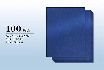 Navy Blue Shimmer Paper - 100-Pack Metallic Paper, 80 lb