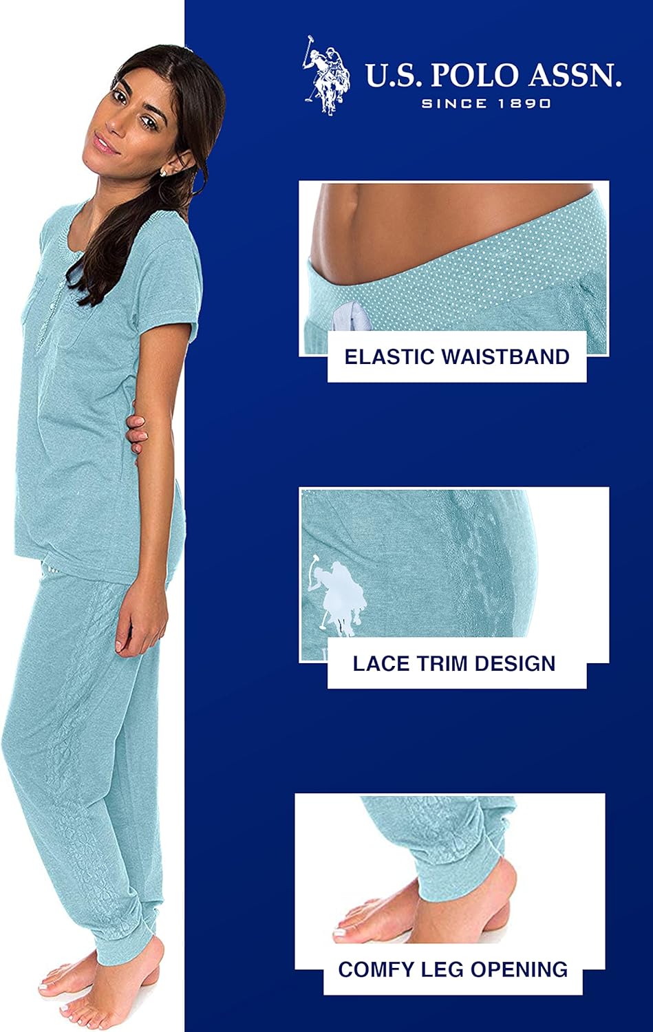 U.S. Polo Assn. Women's Tee, Long Pajama Pants Set Valentines Gifts for Her - Image 4