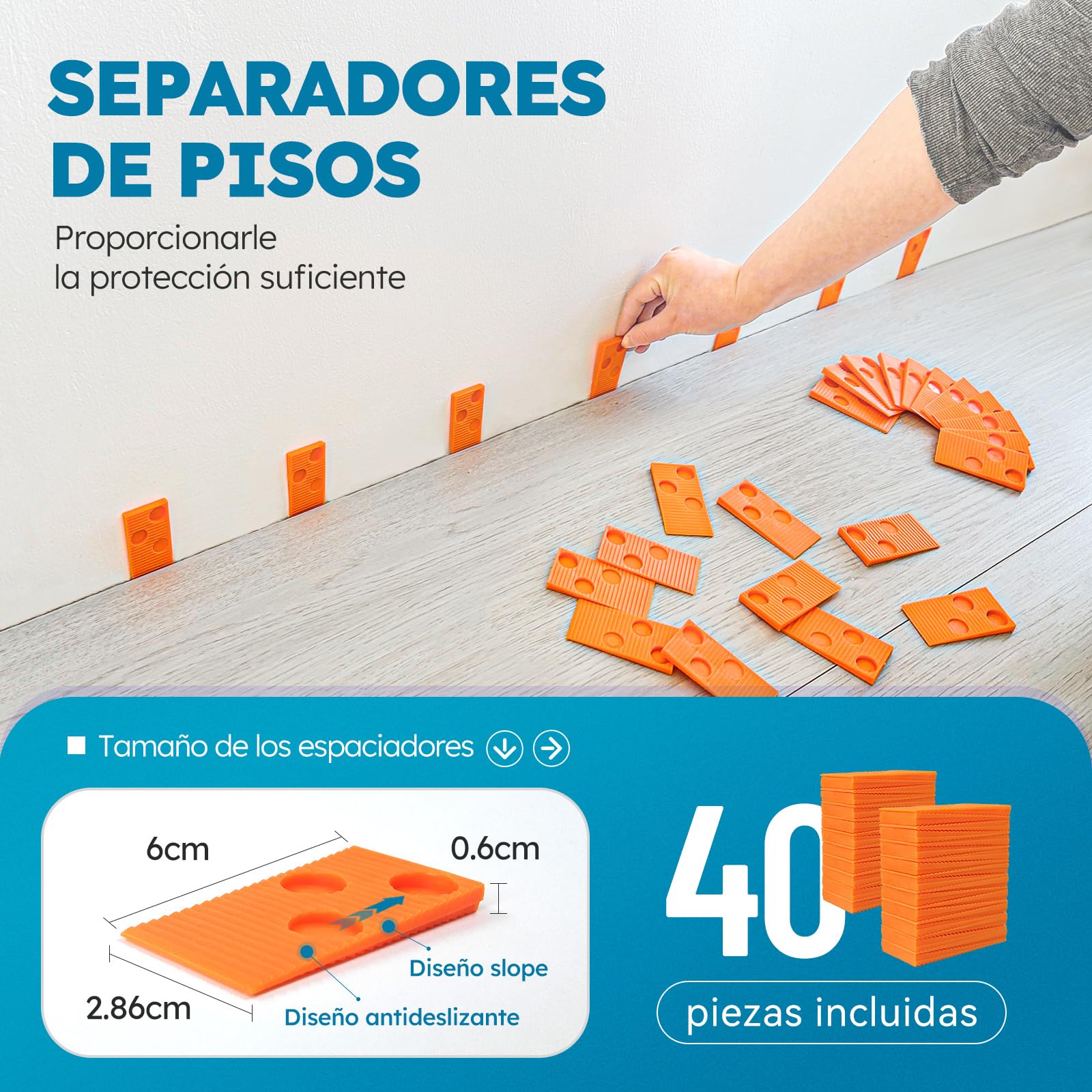 Zozen Herramientas laminadas/bastidores de vinilo, pisos de madera de vinilo golpeando bloques conx, medidor de perfil de 25.4cm, palanca, 40 almohadillas de suelo, martillo de goma.