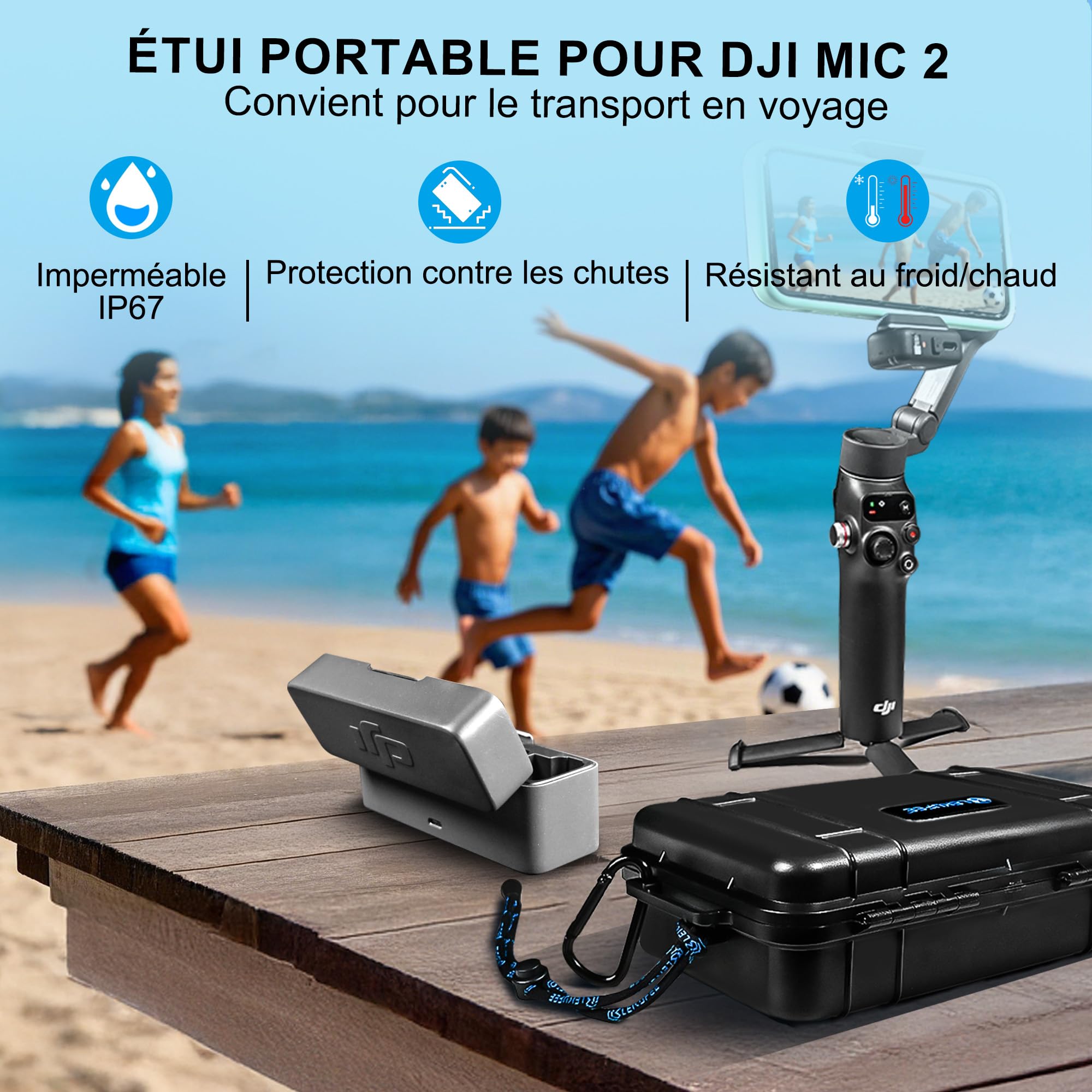 LEKUFEE étui Rigide Étanche de Voyage pour DJI Mic 3,Mic Mini 2,Mic 2, Mic Mini, Boîtier de Charge, Émetteur, Récepteur, Micro-Cravate et Autres Accessoires (étui Seulement)
