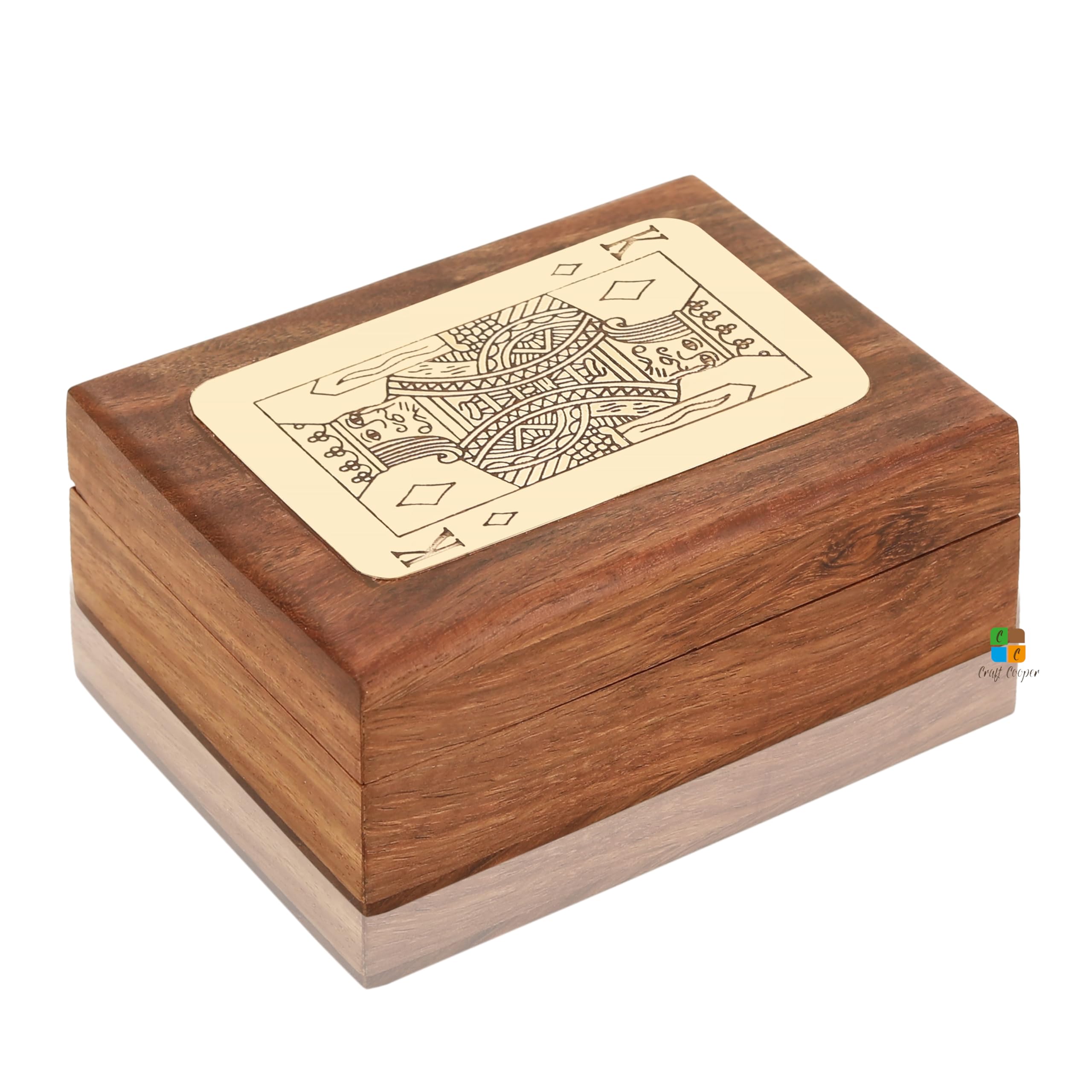 Craft Cooper || Unique Birthday Gift Ideas Handcrafted Classic Wooden Playing Card Holder Deck Box Storage Case Organizer (BROWN, 8x11x3.5) 2