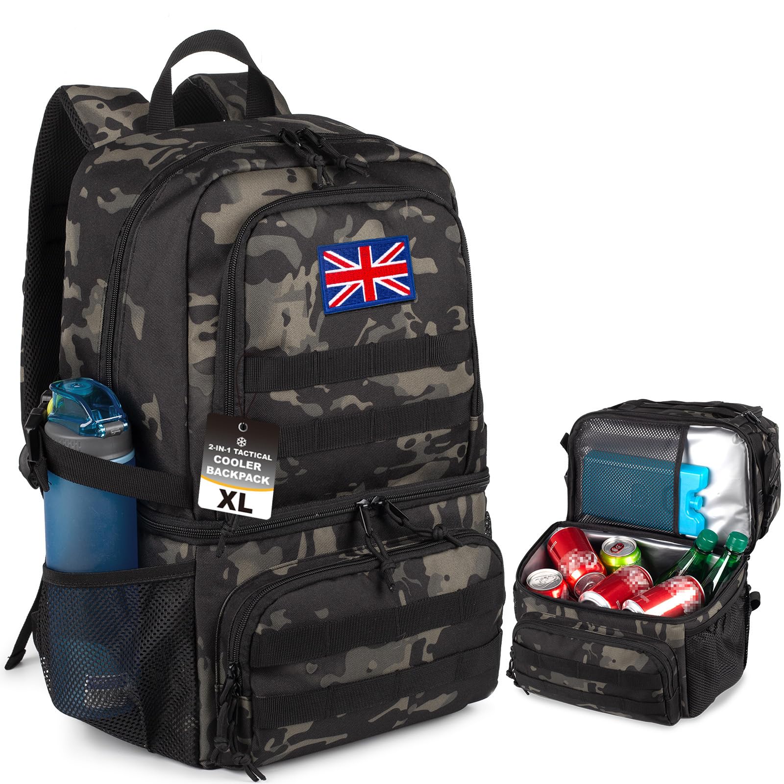 Tactical Double Deck Cooler Backpack for Men,Large Lunch Backpack With 2 Compartment,Soft Cooler Bag