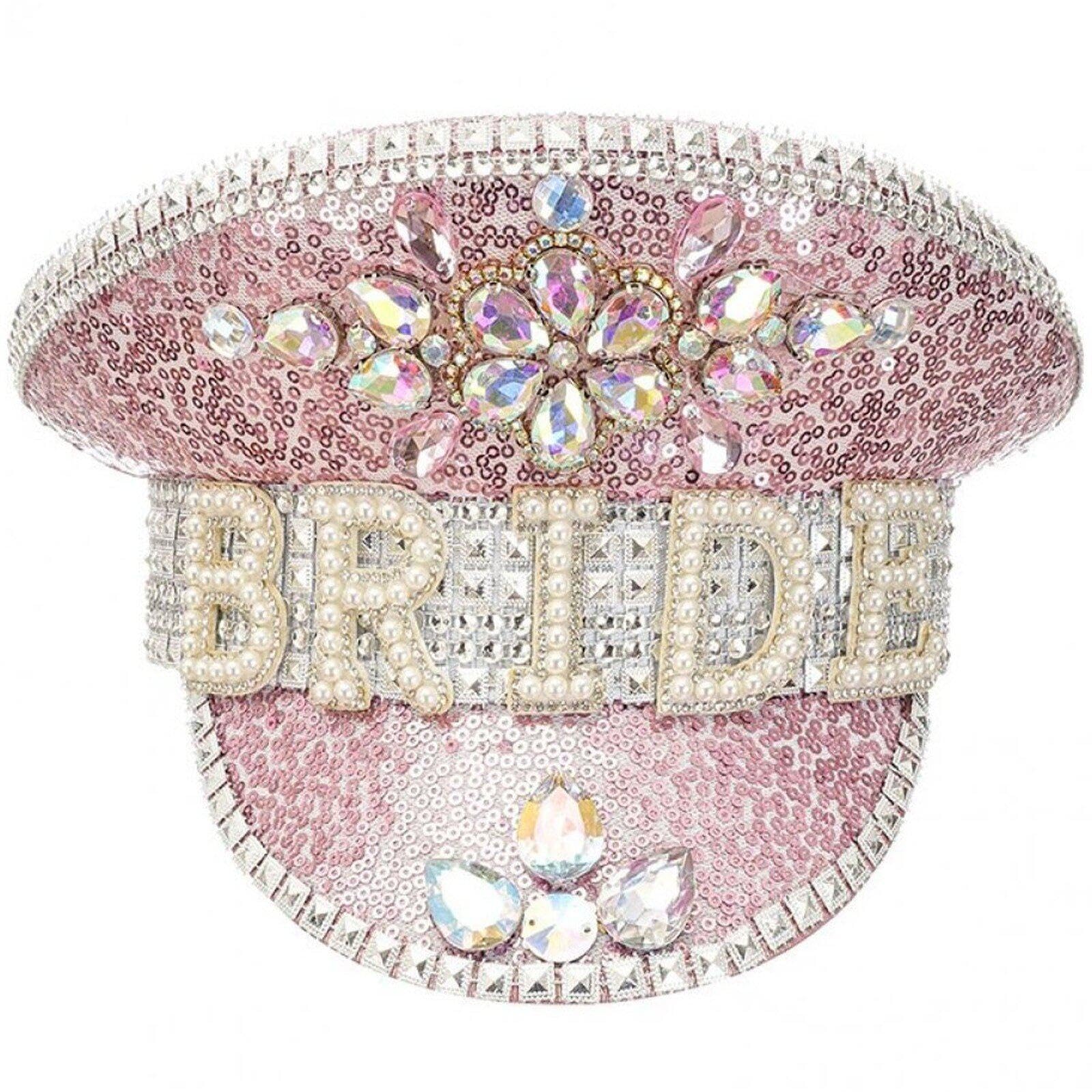 Abbdbd Rhinestone Bride Hat Sparkling Hen Party Hat Shiny Sequins Cap for Wedding Bridal Bachelorette Party