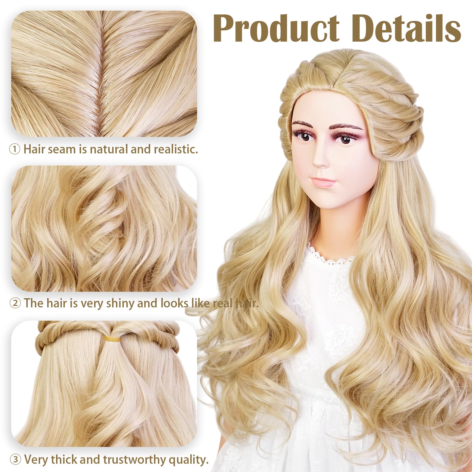 LABEAUTÉ Blonde Anime Cosplay Wig Heat Resistant Synthetic Fiber for Halloween for Cosplay for Christmas (Blonde-for Kid, Long)