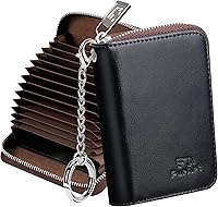 Vista 19 de FurArt - Cartera para tarjetas de crédito, soporte para tarjetas con cremallera para hombres y mujeres, bloqueo RFID, cartera con llavero