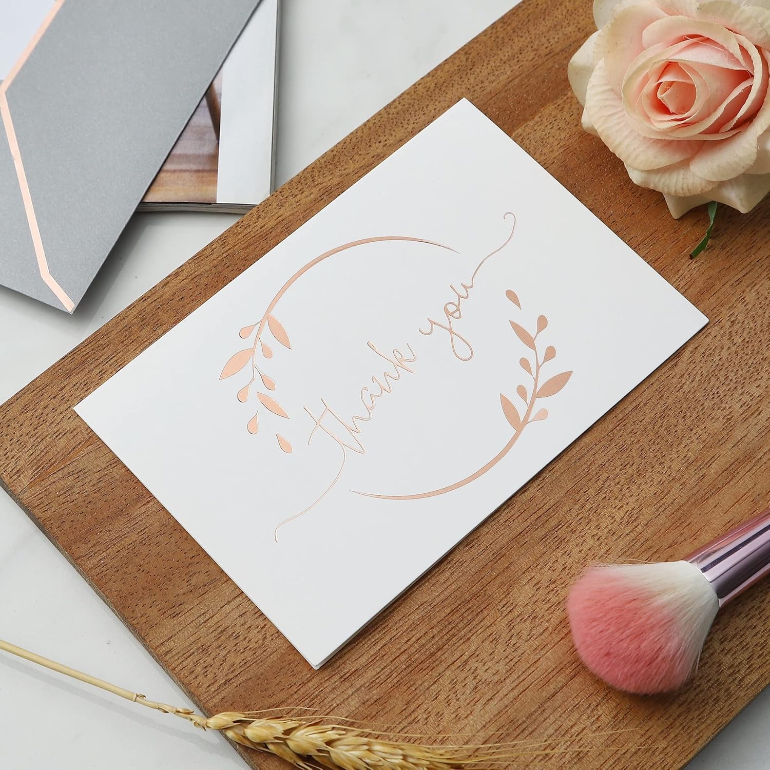 Winoo Design Heavy Duty Thank You Cards with Envelopes - 36 PK - Gold Thank You Notes 4x6 Inches Baby Shower Cards Wedding Small Business Graduation Funeral Bridal Shower (Rose Gold) - Image 7
