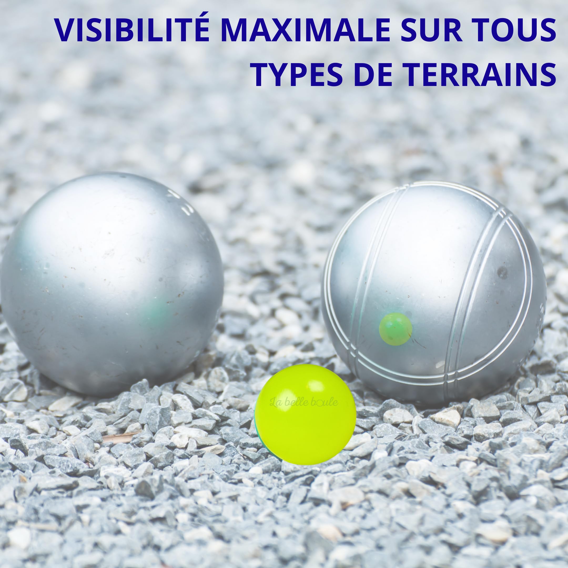 La belle boule® | 3 Cochonnets fluorescents en Résine Haute Visibilité pour Pétanque + Pochette – Boule de Pétanque, Cochonnet Lumineux, Accessoire Pétanque Intérieur ou Extérieur