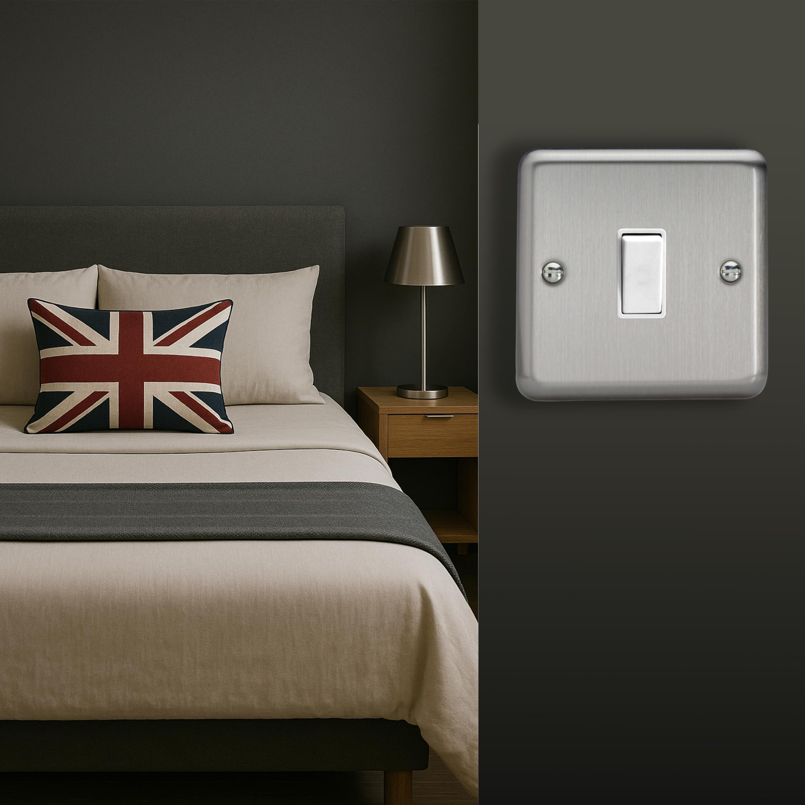 Varilight Single Light Switch Intermediate - Value Matt Chrome With White Rocker - Image 2