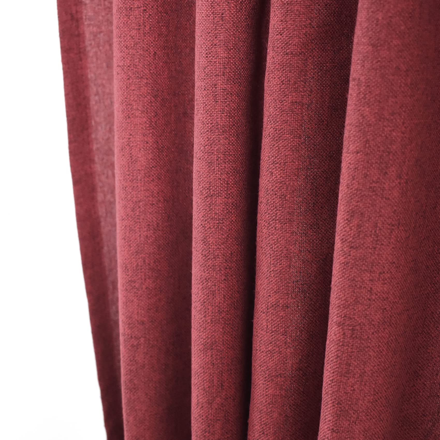 UPOPO Lot de 3 rideaux et cantonnière rouge texturé en lin pour cuisine, salle de bain, café, sous-sol, passe-tringle, 76,2 cm