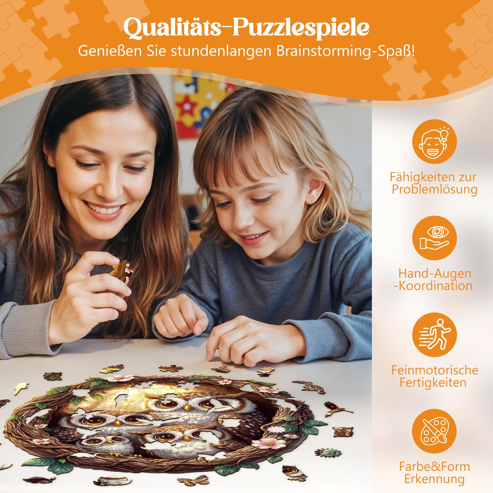 Hakumata Wooden Puzzle Adult Owl Family, 290 Pieces Wooden Puzzle Gift Box - Image 4