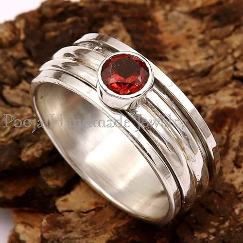 Miniatura 2 de garnet ring spinner rings women meditation ring wide band ring anixety ring dainty ring spinner ring boho ring fidget ring women ring gypsy ring
