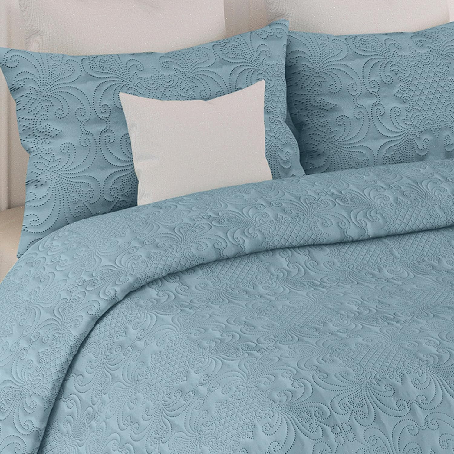 LABHAM® Sensations 300GSM Ultra-Sonic Quilted Bedcover - King (90" x 108") with 2 Pillowcovers (46cm x 69cm) & Mutipurpose Bag | Ultra-Soft Micro Peach | for Homes, Hotels & Guest Houses (Denim)-image-32