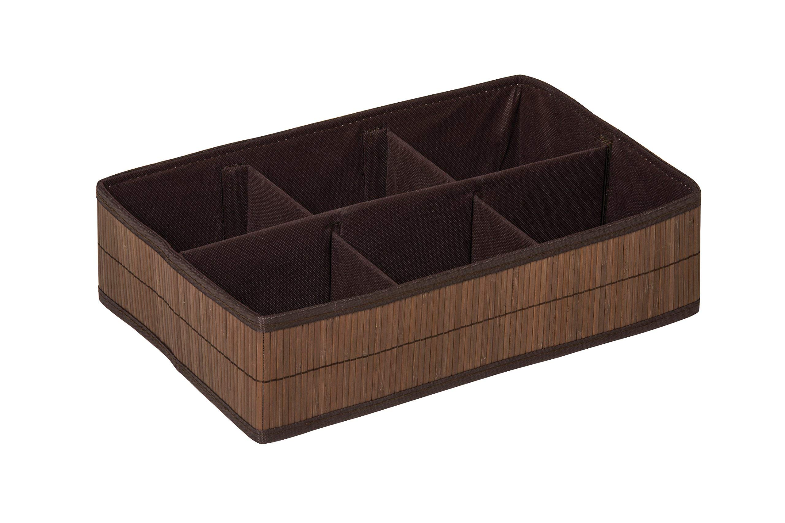 Premier Housewares Kankyo 6 Sections Dark Brown Storage Box - Bamboo