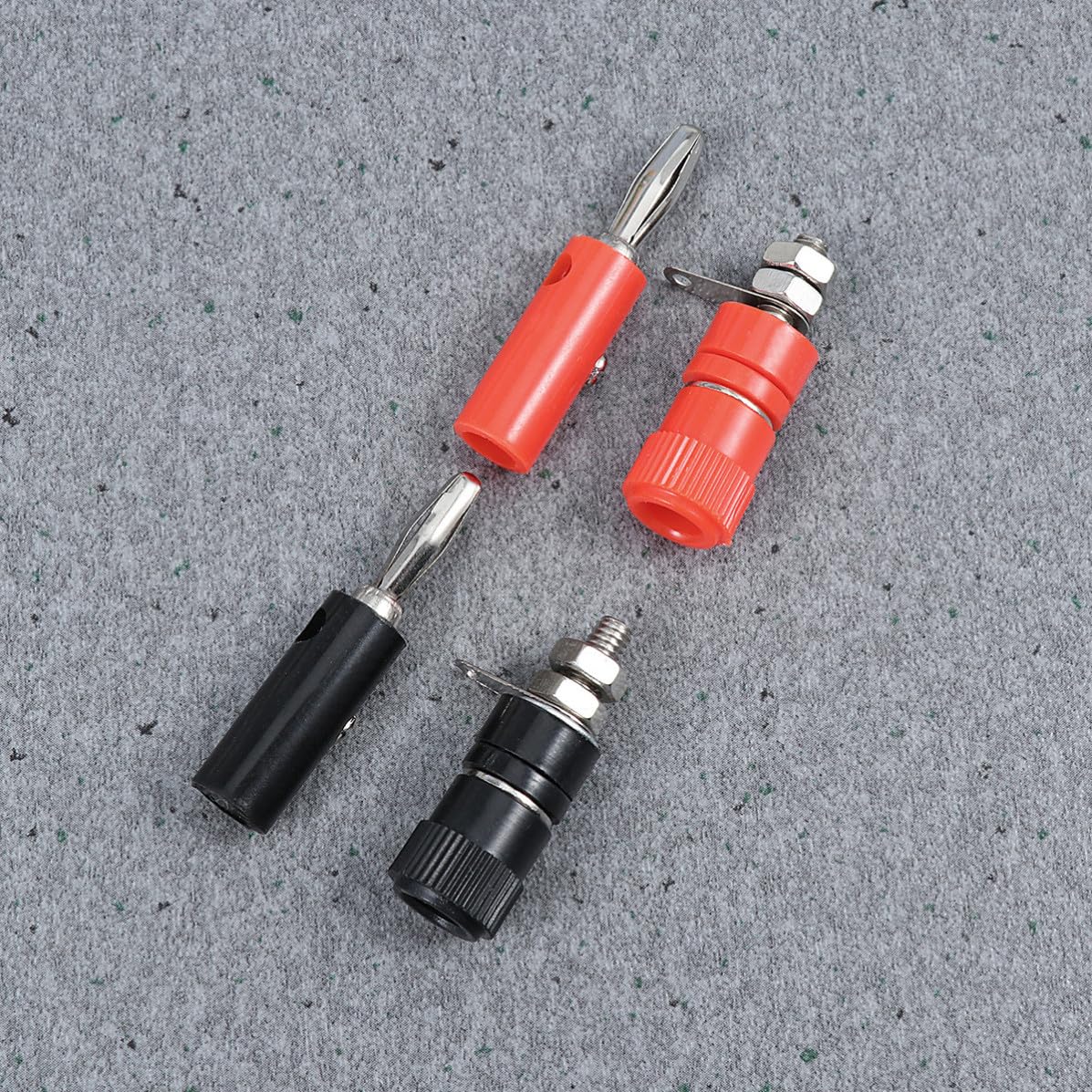 Set da 10 Paia Connettori Banana per Apparecchi Meccanici e Strumenti, Placcati in Rame, Tipo Vite Foro Laterale, Rosso e Nero, Buona Conducibilità Elettrica