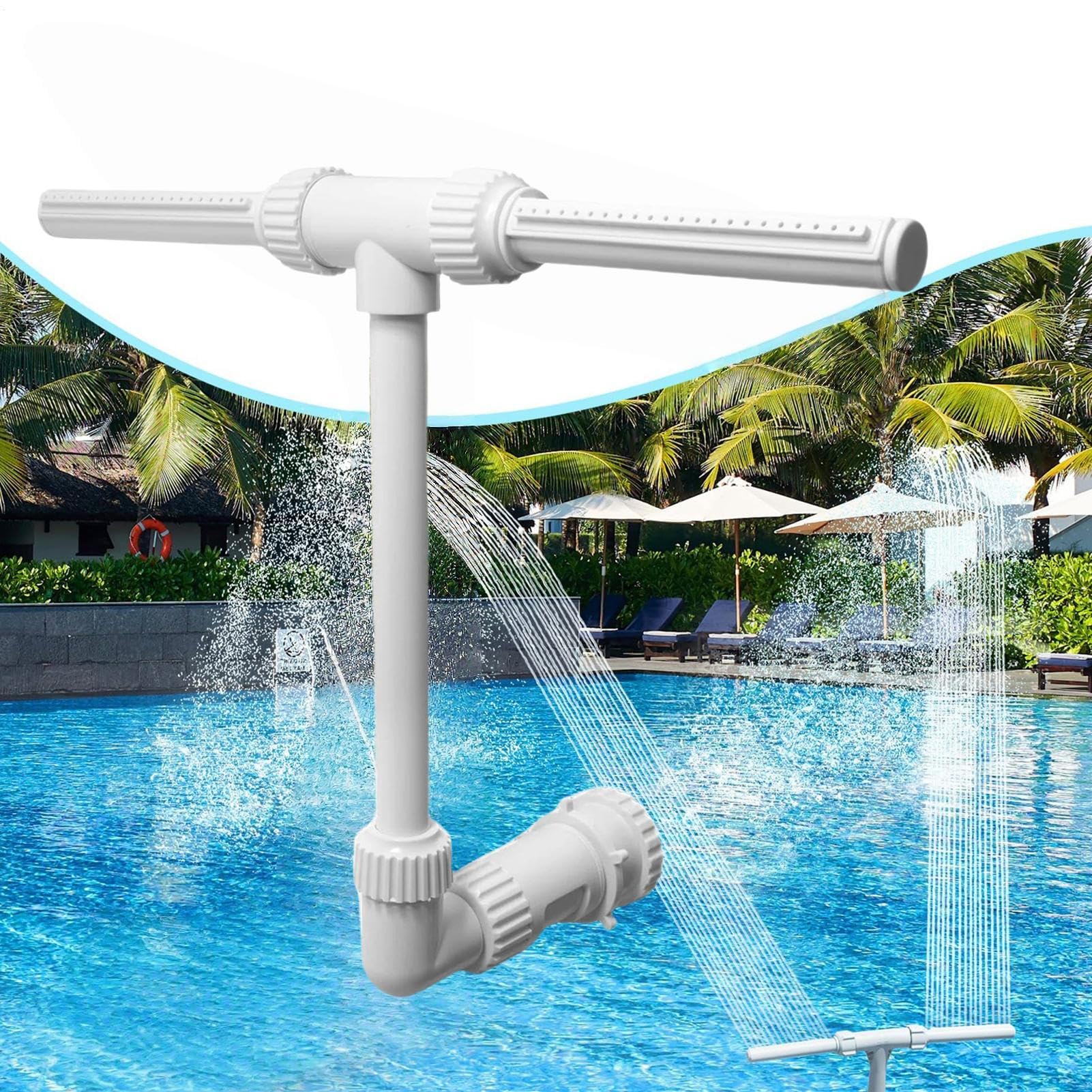 Pool Fountain, Swimming Pool Spa Water Fountain, Pools Spray Fountains With Double Spray, Waterfall Pools Sprinkler Fountains For Garden Sprinkle Feature Outdoor Decor