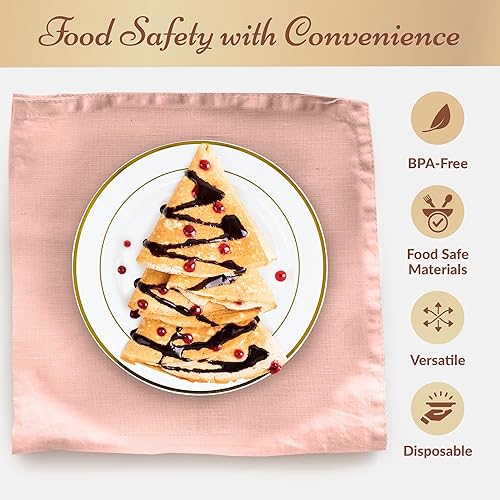 Miniatura 4 de Reli. 110 platos de postre de plástico, desechables (7.5 pulgadas, blanco con borde dorado)  Platos para fiestas, resistentes  Plato de postre