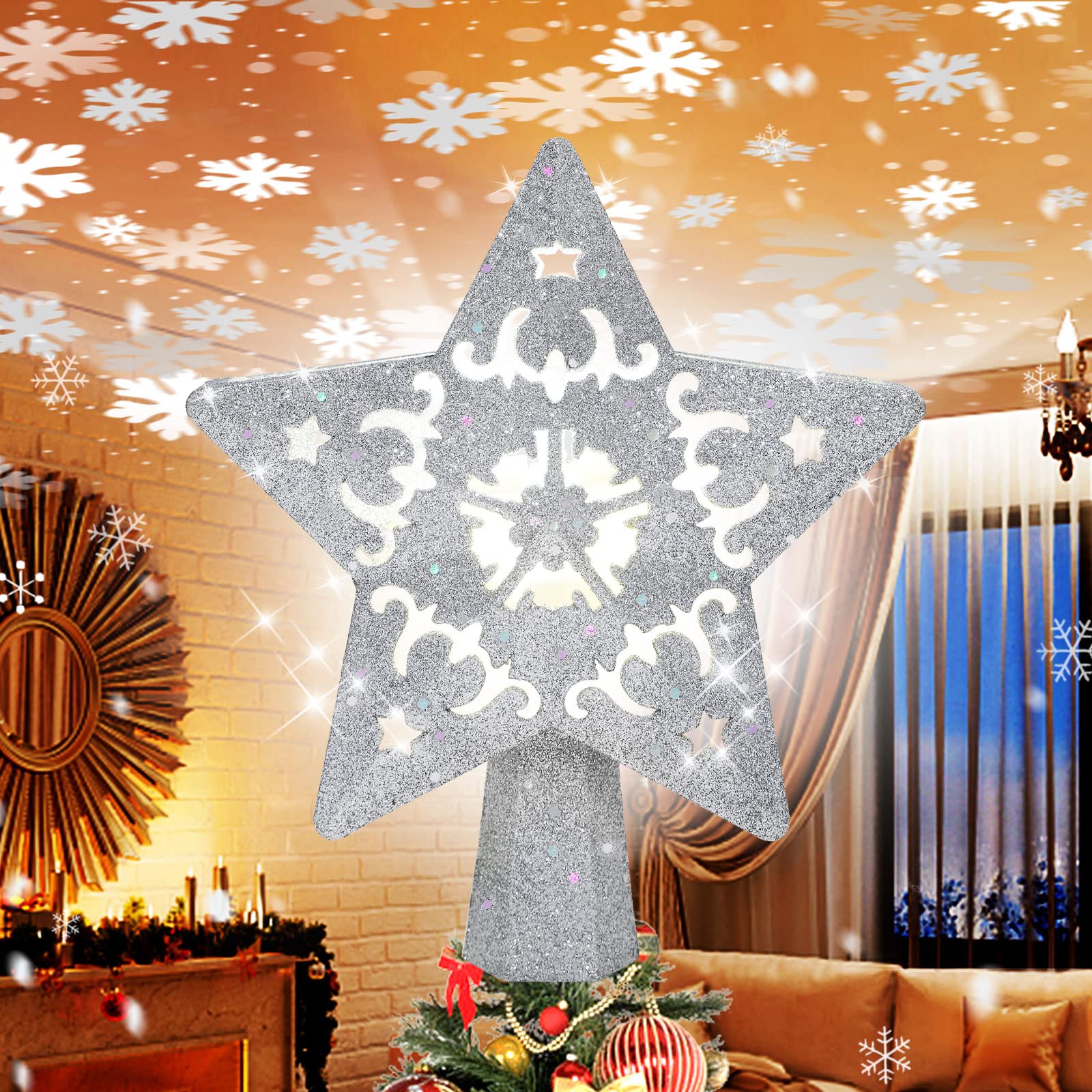 Buy Christmas Tree Topper Star, 3D Hollow Star Christmas Tree Topper